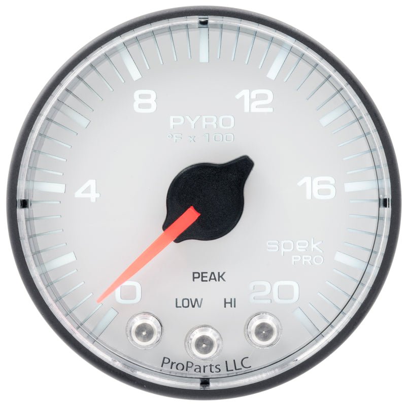 Autometer Spek - Pro EGT Gauge Pyro. 2 1/16in 2000f Stepper Motor W/Peak & Warn White / Black Universal | P310128 - JDMuscleEGT GaugesatmP310128