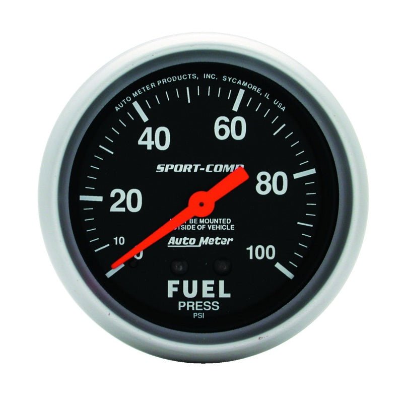 Autometer Sport - Comp 2 5/8in 100psi Mechanical Fuel Pressure Gauge Universal | 3412 - JDMuscleFuel Pressure Regulator Gaugesatm3412