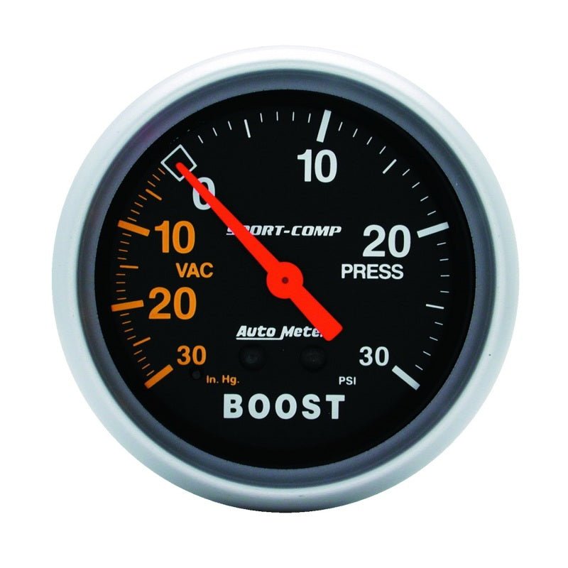 Autometer Sport - Comp 2 - 5/8in 30 IN HG/30 PSI Mechanical Boost/Vacuum Gauge Universal | 3403 - JDMuscleBoost Gaugesatm3403