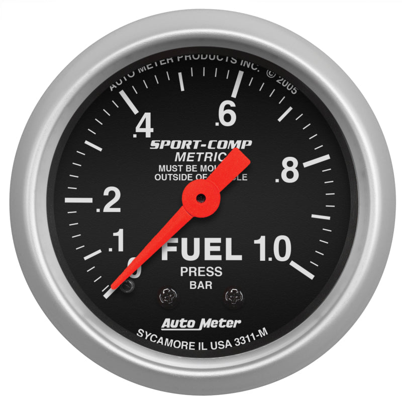 Autometer Sport - Comp 52mm 0 - 1.0 Bar Fuel Pressure Mechanical Gauge Universal | 3311 - M - JDMuscleFuel Pressure Regulator Gaugesatm3311-M
