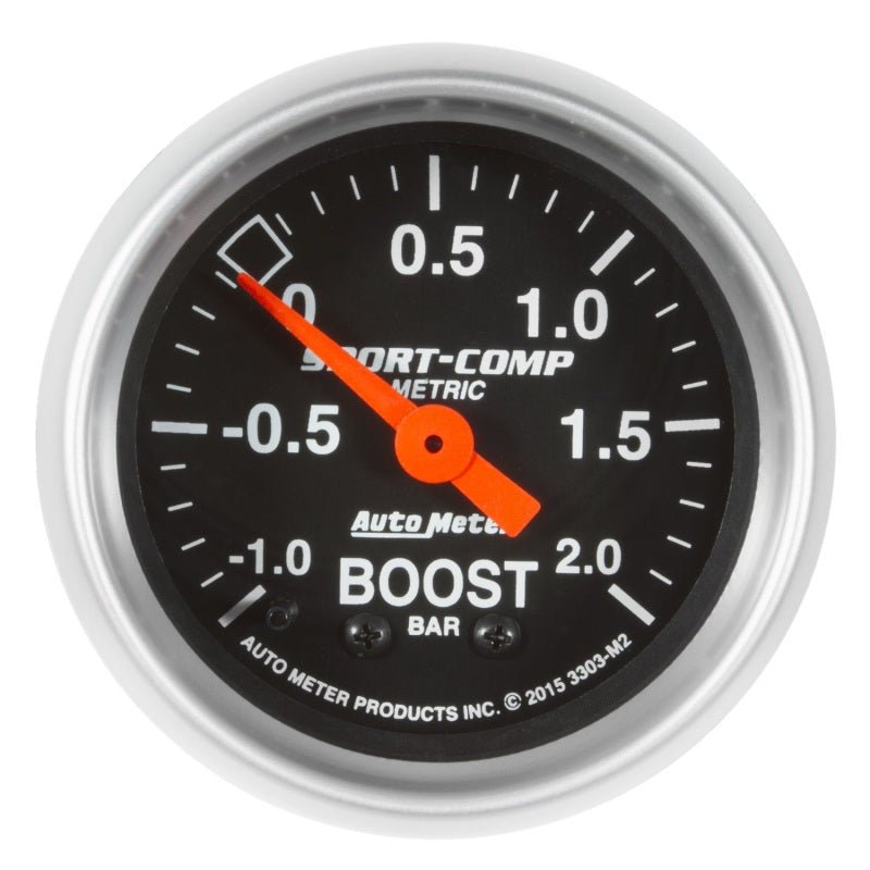 Autometer Sport - Comp Gauge Vac/Boost 2 1/16in - 1 - +2 Bar Mechanical Sport - Comp Universal | 3303 - M2 - JDMuscleBoost Gaugesatm3303-M2