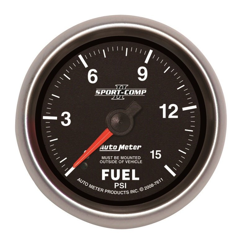 Autometer Sport - Comp II 2 - 5/8in Mechanical 15PSI Fuel Pressure Gauge Universal | 7611 - JDMuscleFuel Pressure Regulator Gaugesatm7611