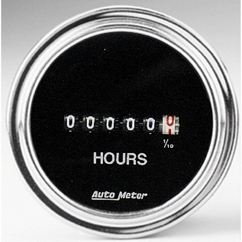 Autometer Traditional Chrome 52mm 100k Short Sweep Electronic Hourmeter Universal | 2587 - JDMuscleVolt Gaugesatm2587