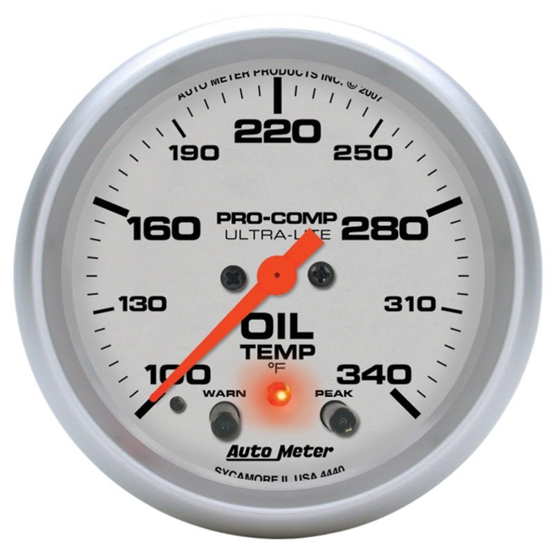 Autometer Ultra - Lite 2 - 5/8in. / 100 - 340 Degree F Stepper Motor Oil Temperature Gauge Universal | 4440 - JDMuscleTemperature Gaugesatm4440