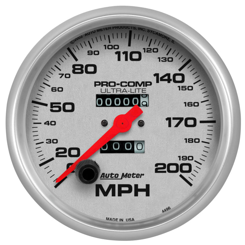 Autometer Ultra - Lite 5 inch 200 MPH Mechanical In Dash Speedometer Universal | 4496 - JDMuscleMulti Gaugesatm4496