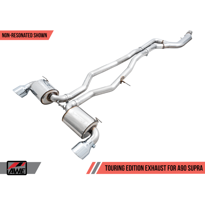 AWE 2020 Toyota Supra A90 Non-Resonated Touring Edition Exhaust - 5in Chrome Silver Tips | 3020-32058