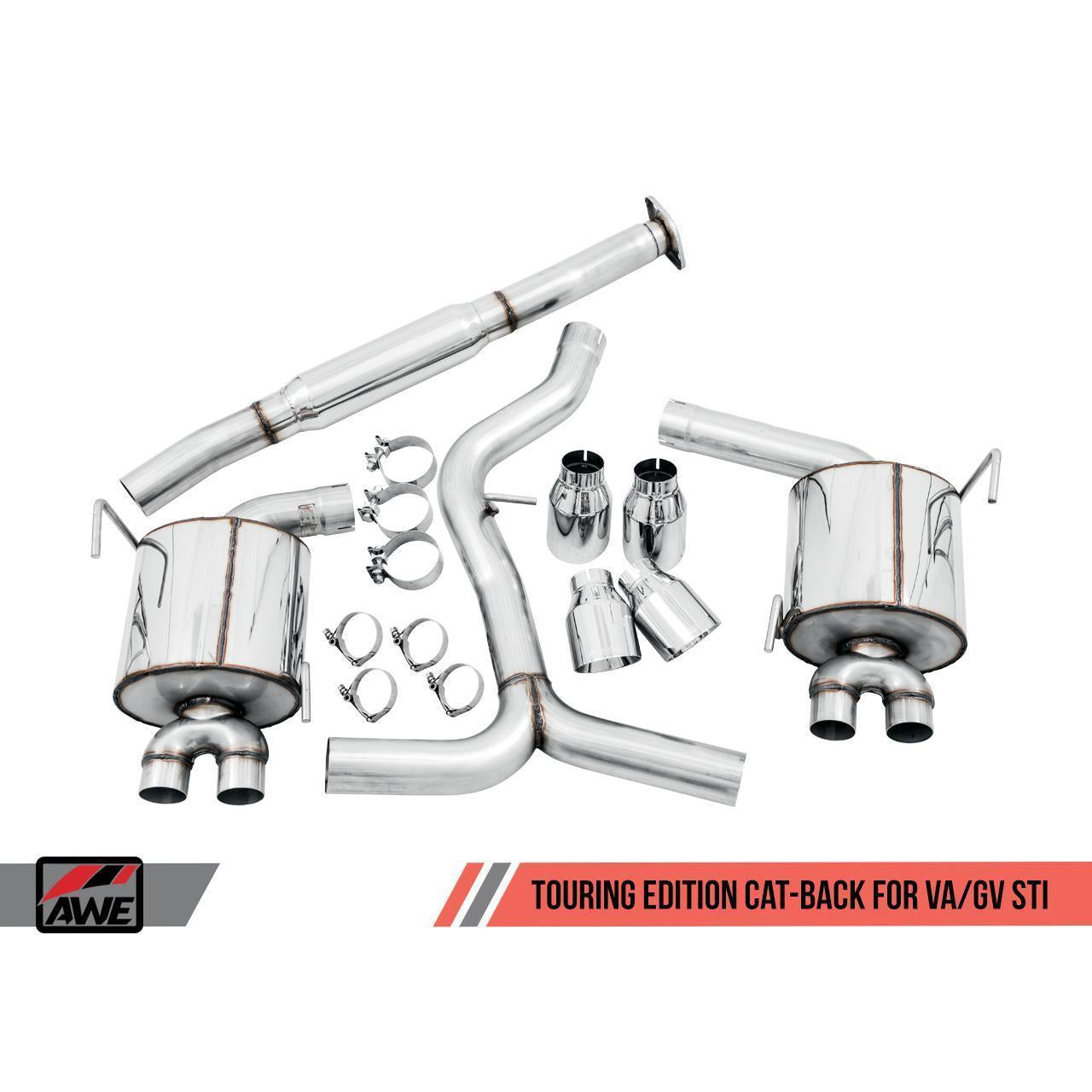 AWE 11-14 WRX/ 11-21 STI Sedan Touring Edition Cat Back Exhaust Chrome Silver Quad Tips | 102mm | 3015-42104