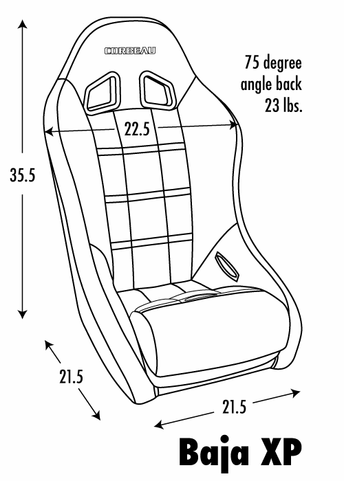 Corbeau Baja XP Racing Seat Black Vinyl w/Black Cloth Insert - Universal
