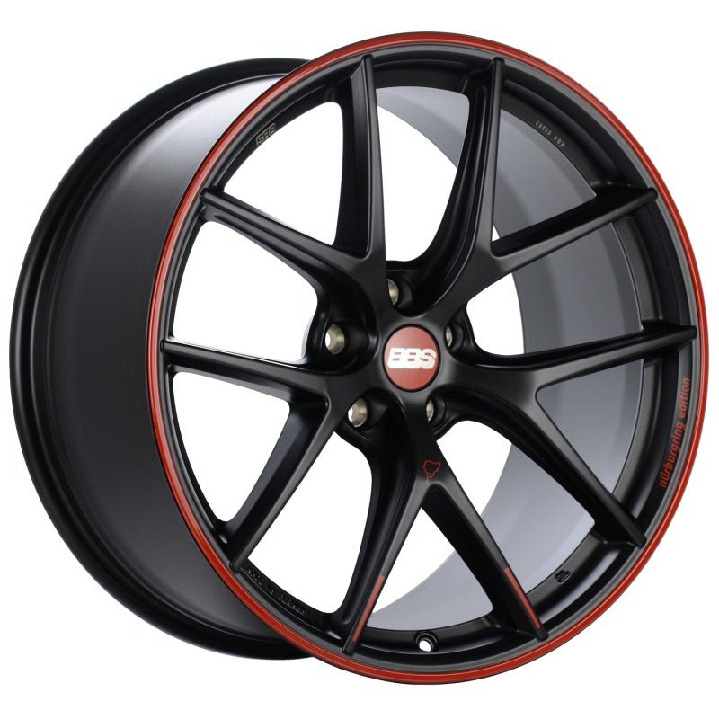BBS CI - R Nurburgring Edition 19x8.5 5x114.3 ET43 Satin Black/Red Lip Wheel - 82mm PFS/Clip Req. - JDMuscleWheelsbbsCI2105NE