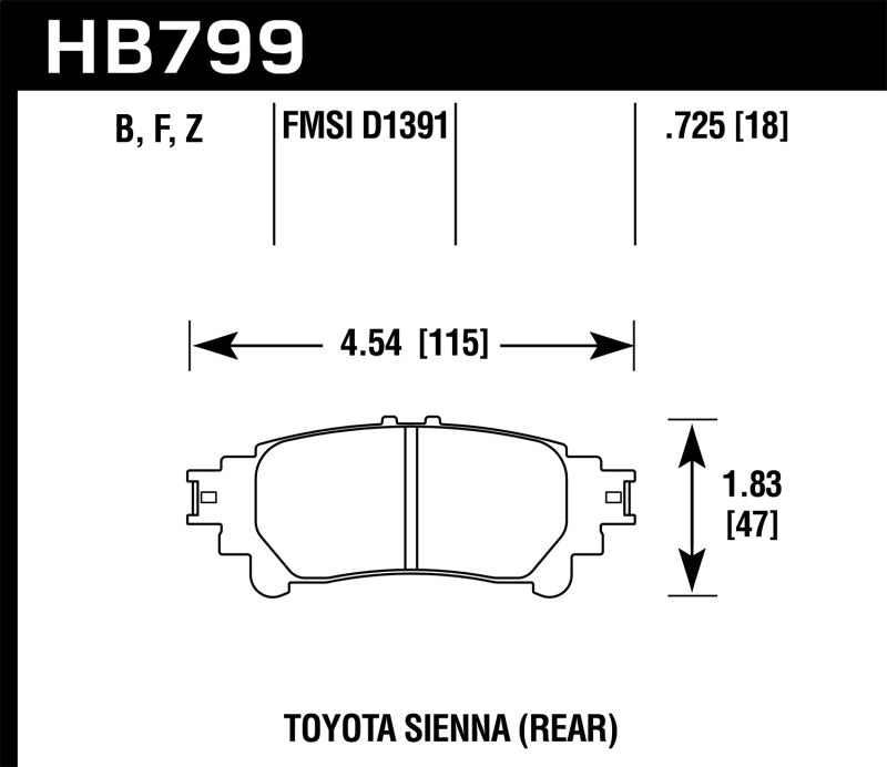 Hawk 14-16 Highlander Performance Ceramic Street Rear Brake Pads | HB799Z.597