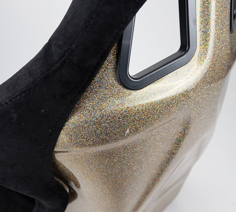 NRG FRP Bucket Seat ULTRA Edition - Large | Black Alcantara/Gold Glitter Back
