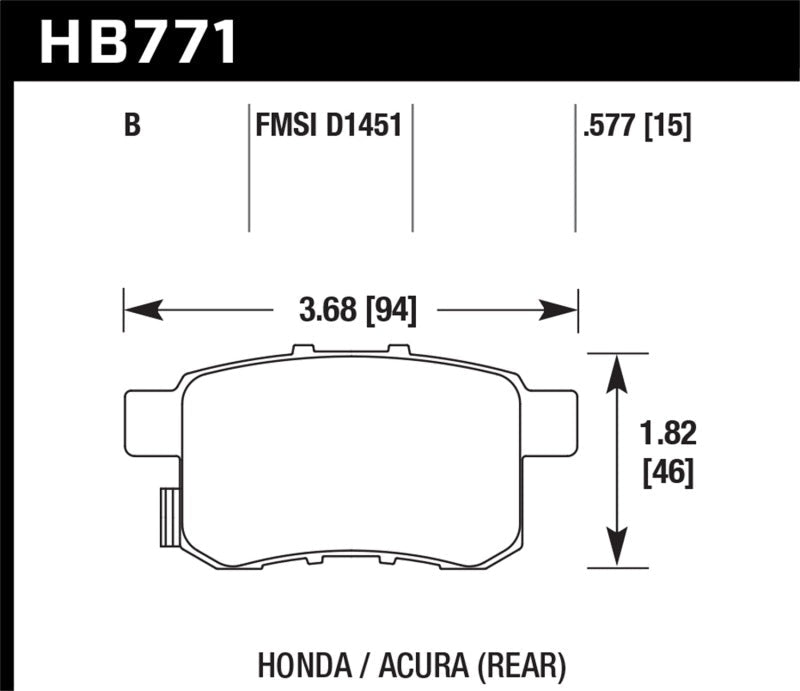 Hawk 08 - 16 Accord High Performance Street 5.0 Rear Brake Pads | HB771B.597 - JDMuscleBrake PadshawkHB771B.597