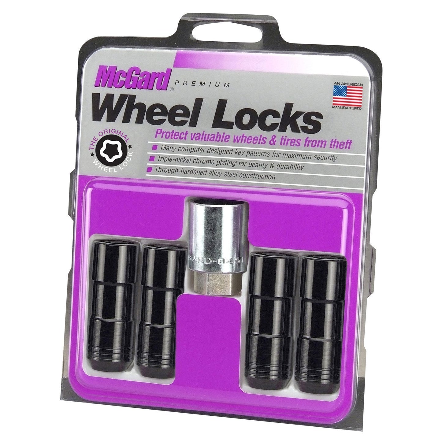 McGard Cone Seat Exposed Style Wheel Locks / Black | 24144