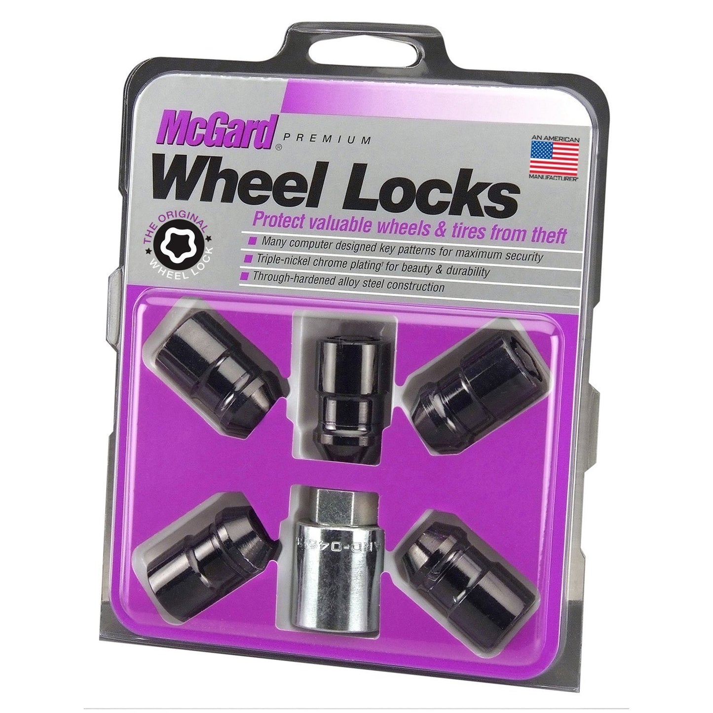McGard Cone Seat Exposed Style Wheel Locks / Black / 5 Lock set | 24526