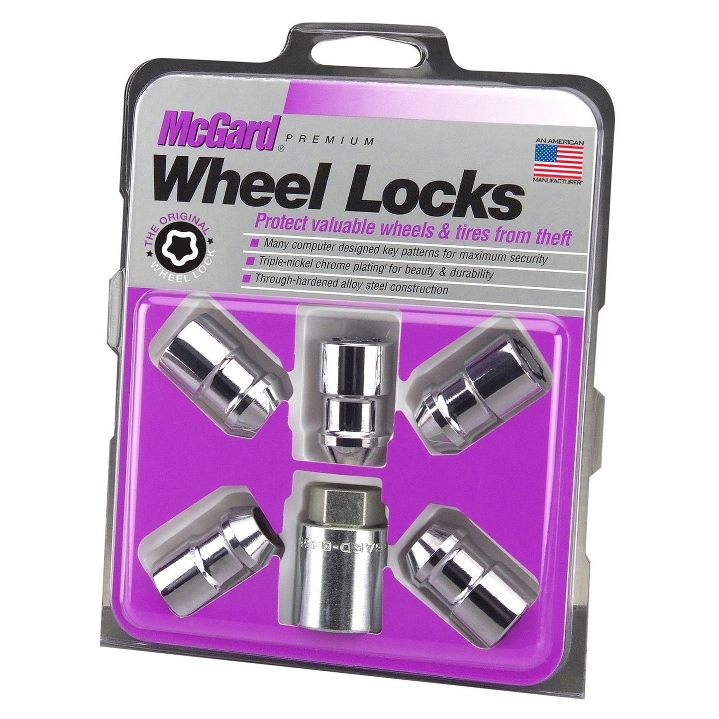 McGard Cone Seat Exposed Style Wheel Locks / Chrome / 5 Lock Set | 24530