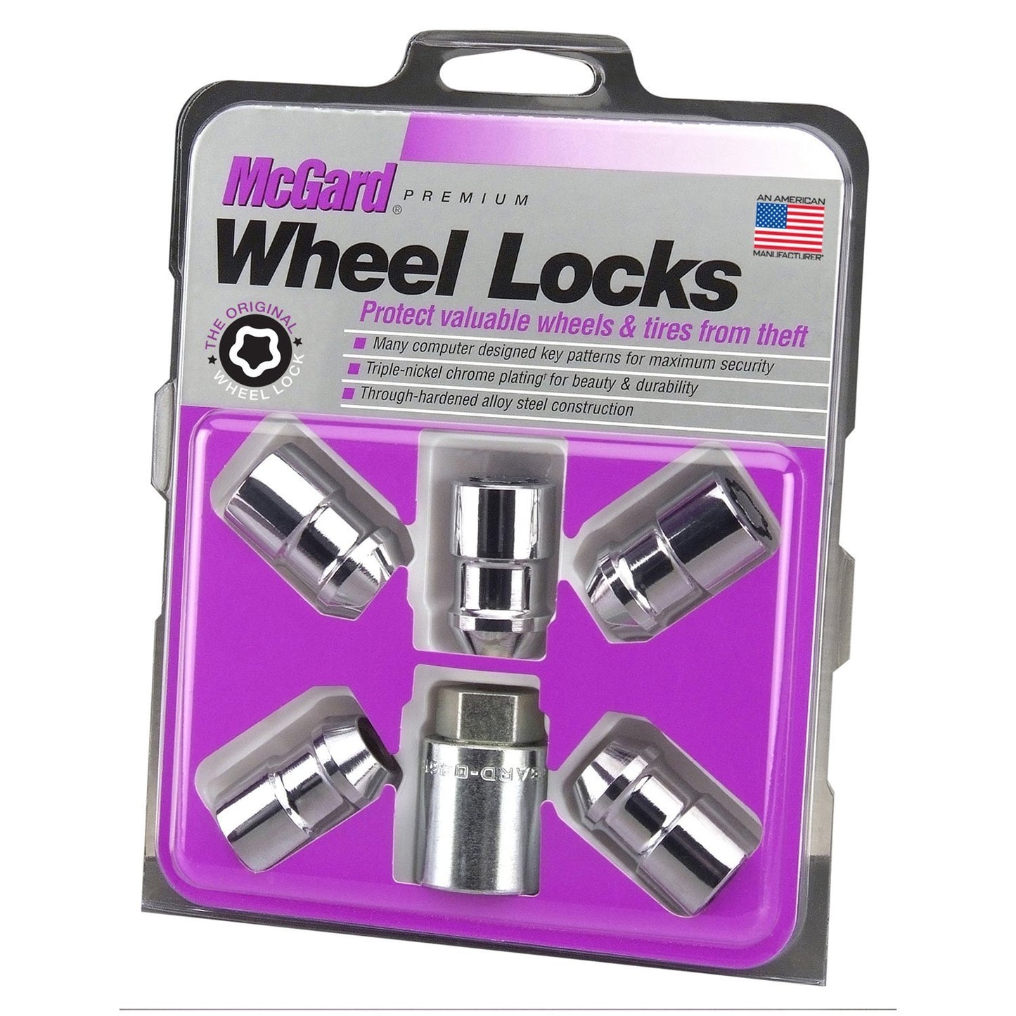 McGard Cone Seat Exposed Style Wheel Locks / Chrome / 5 Lock Set | 24537