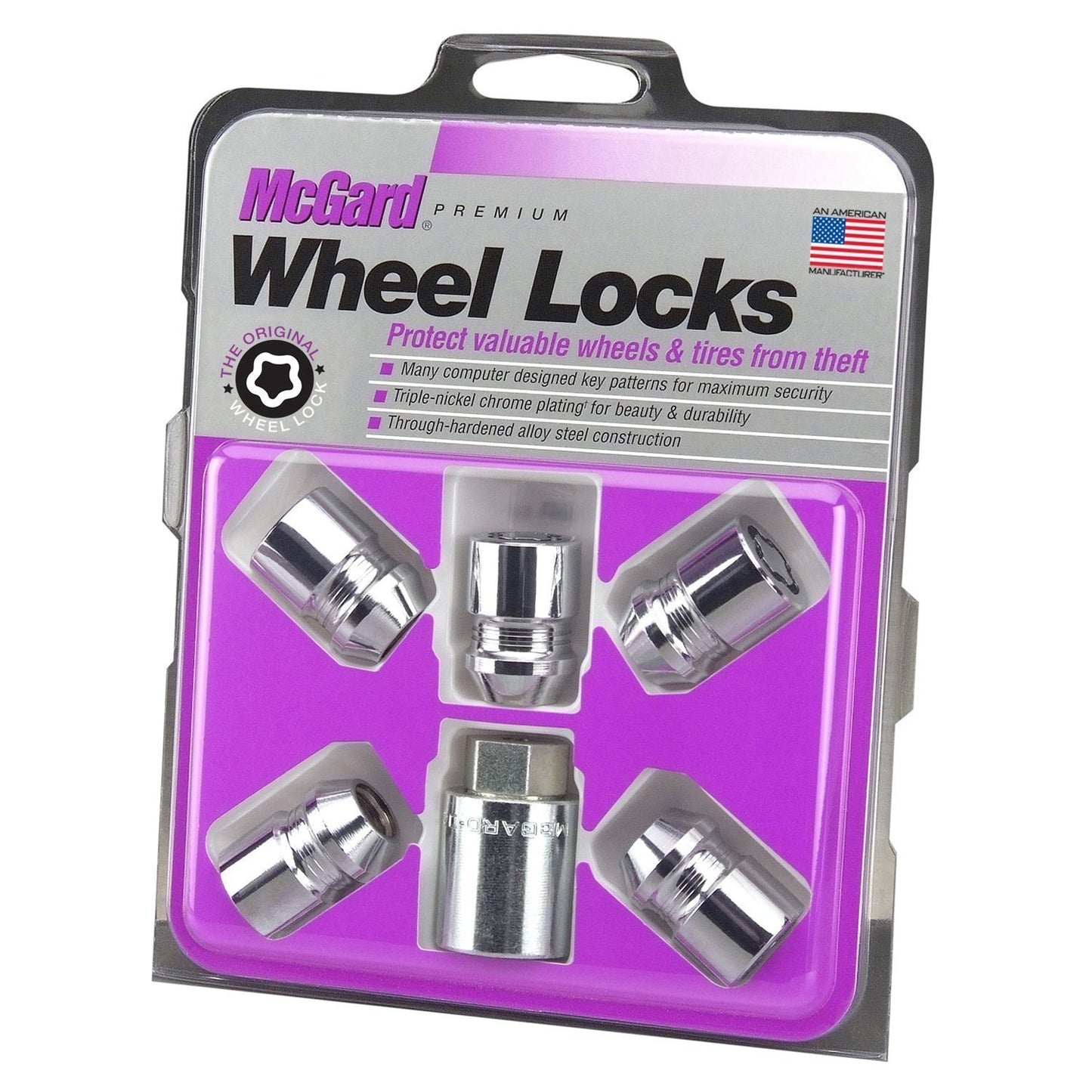 McGard Cone Seat Exposed Style Wheel Locks / Chrome / 5 Lock Set | 24554