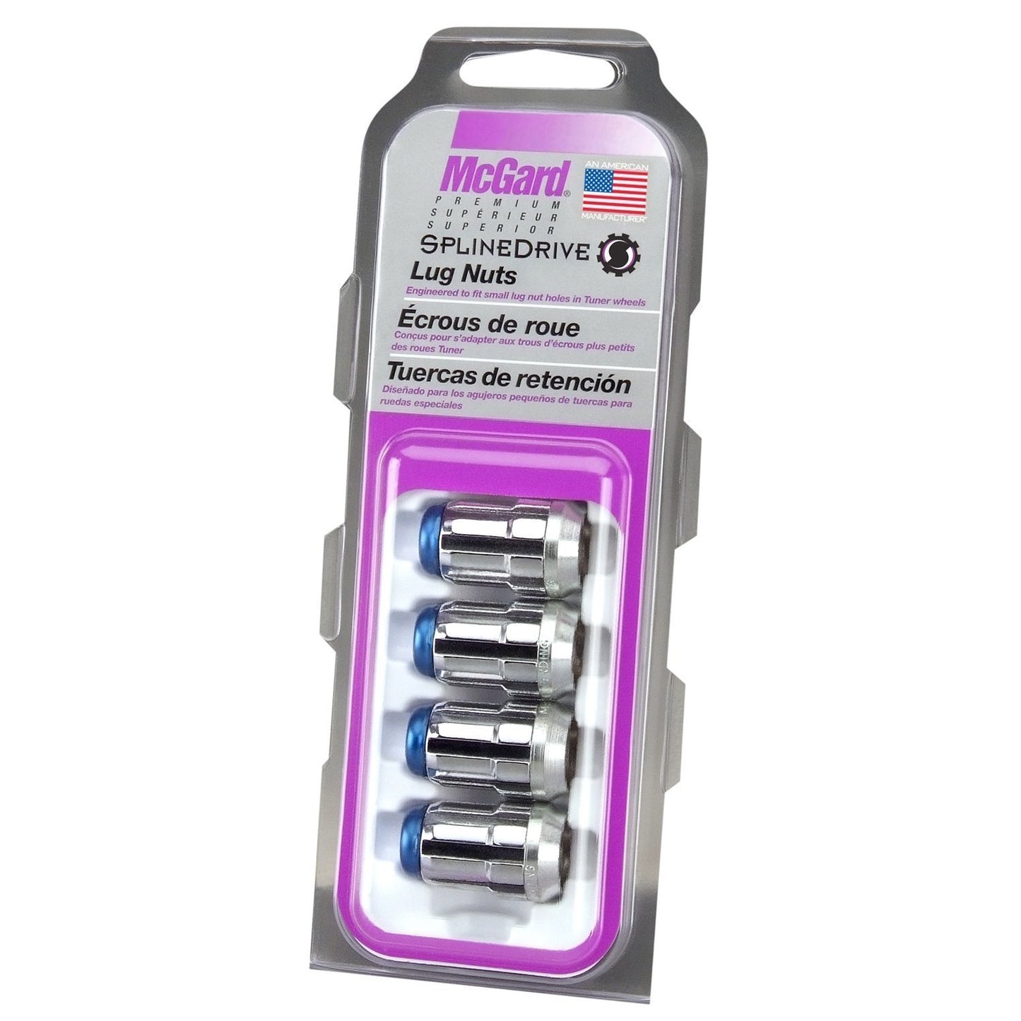 McGard Tuner Style Cone Seat Lug Nuts / Chrome w/ Blue Caps | 65357BC