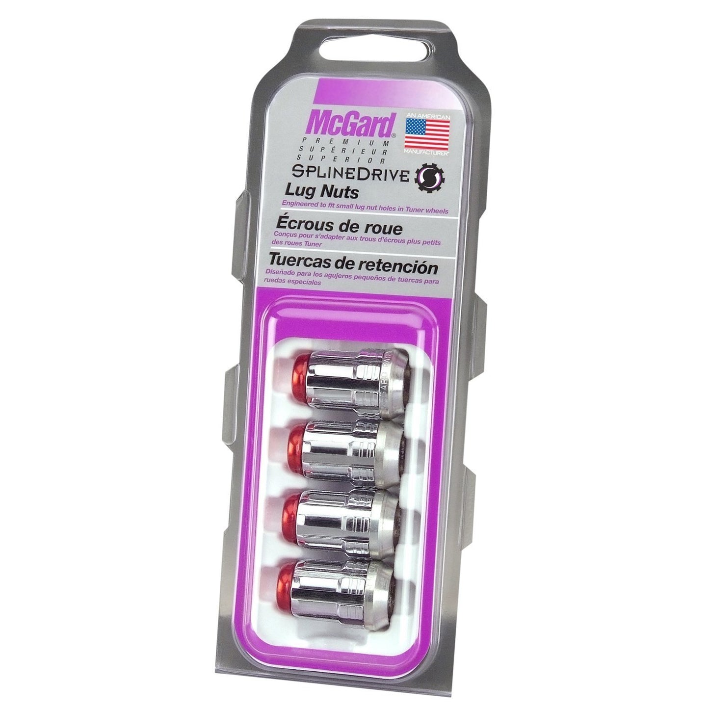 McGard Tuner Style Cone Seat Lug Nuts / Chrome w/ Red Cap | 65357RC