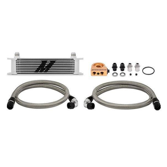 Mishimoto Thermostatic 10 Row Oil Cooler Kit - Universal-MMOC-UT-Fluid Coolers-Mishimoto-Silver-JDMuscle