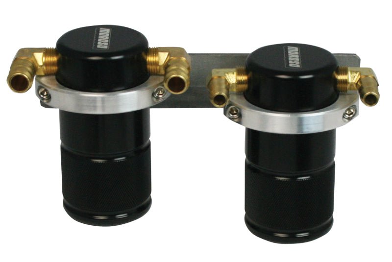 Moroso Air-Oil Separator Twin Small Body Black Billet Aluminum Subaru STI 2004-2007 / WRX 2006-2007 | 85627 - JDMuscleAir Oil Separatorsmor85627