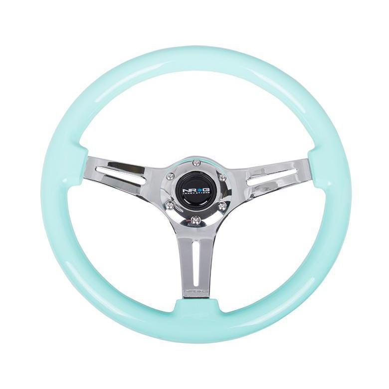 NRG Classic Minty Fresh Wood Grain w/ Chrome Center Steering Wheel - Universal | ST-015CH-MF