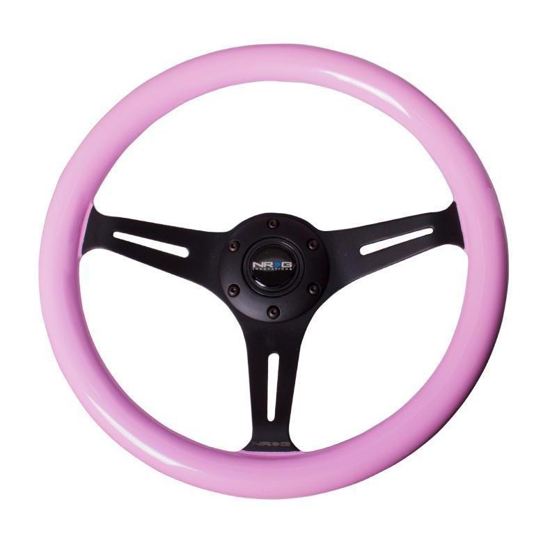 NRG Classic Pink Wood Grain w/ NeoChrome Center Steering Wheel - Universal | ST-015MC-PK