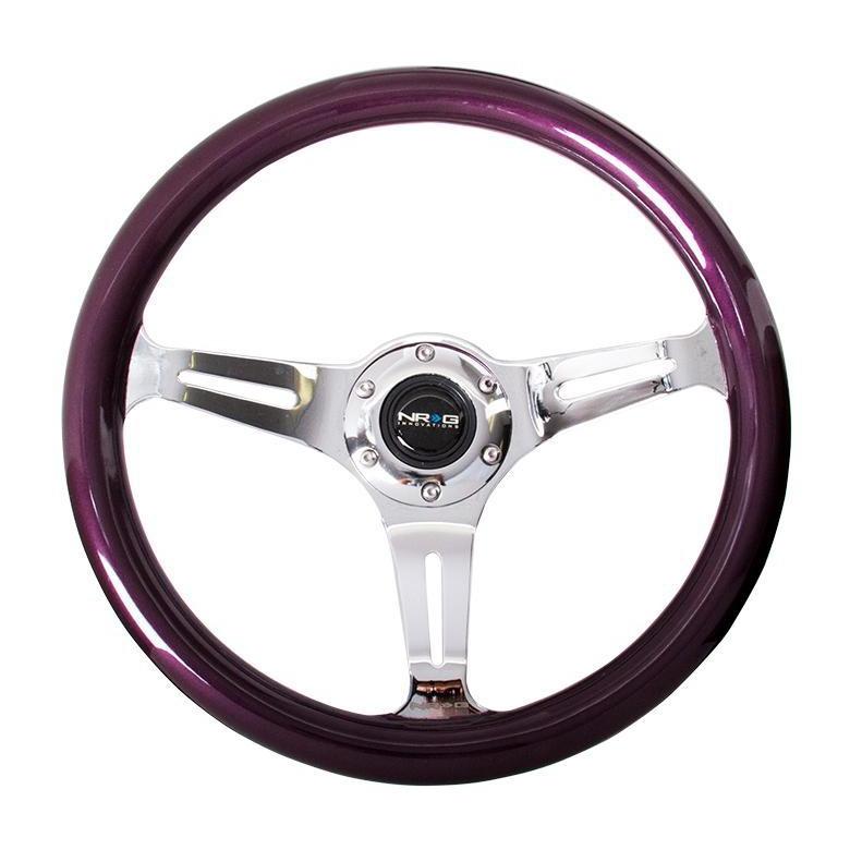 NRG Classic Purple Wood Grain w/ Chrome Center Steering Wheel - Universal | ST-015CH-PP