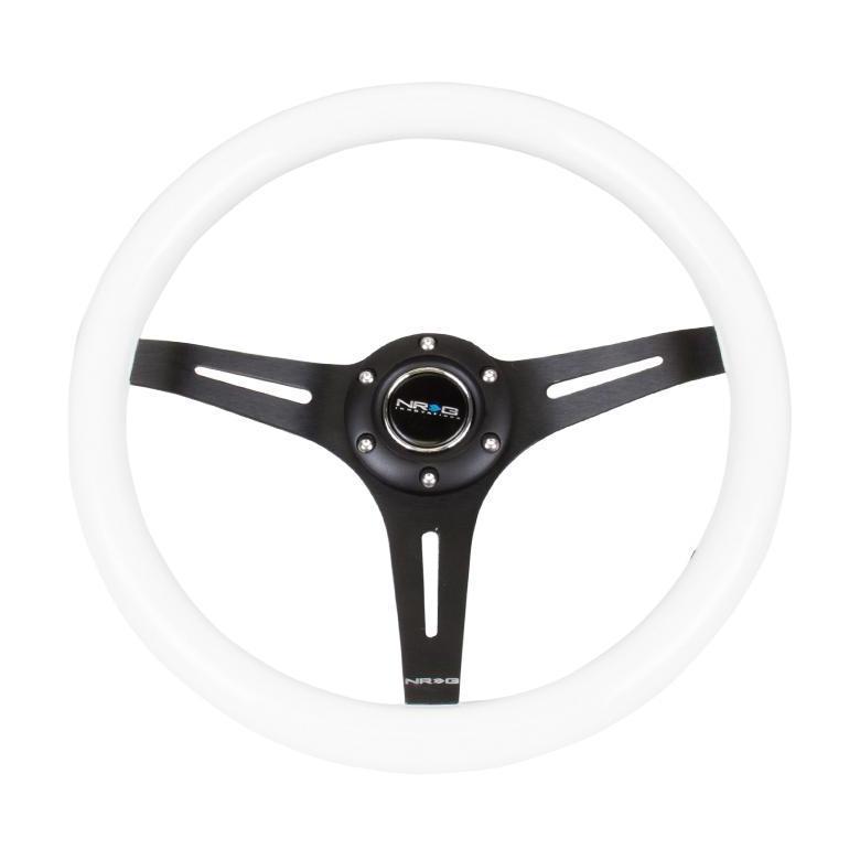 NRG Classic White Wood Grain w/ Black Center Steering Wheel - Universal | ST-015BK-WT