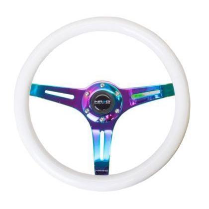 NRG Classic White Wood Grain w/ NeoChrome Center Steering Wheel - Universal | ST-015MC-WT