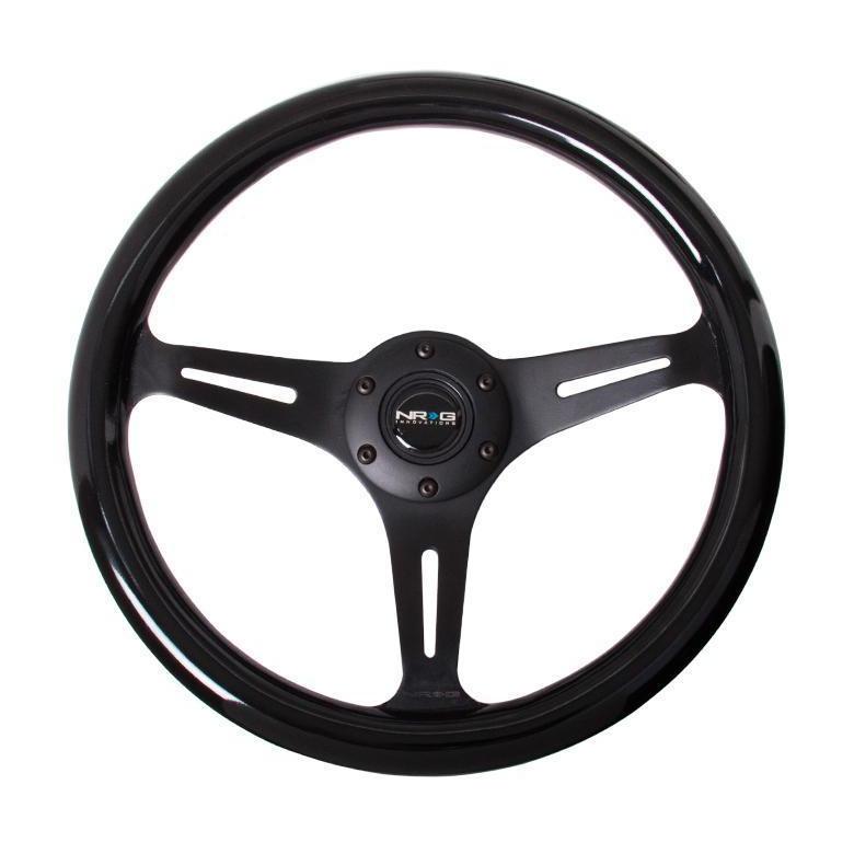 NRG Classic Wood Black Grain Steering Wheel - Universal | ST-015BK-BK