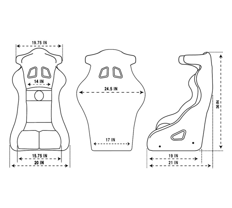 NRG FIA Competition Seat w/ Competition Fabric/ FIA homologated/ Head Containment - Medium - JDMuscleSeatsnrgFRP-RS600M