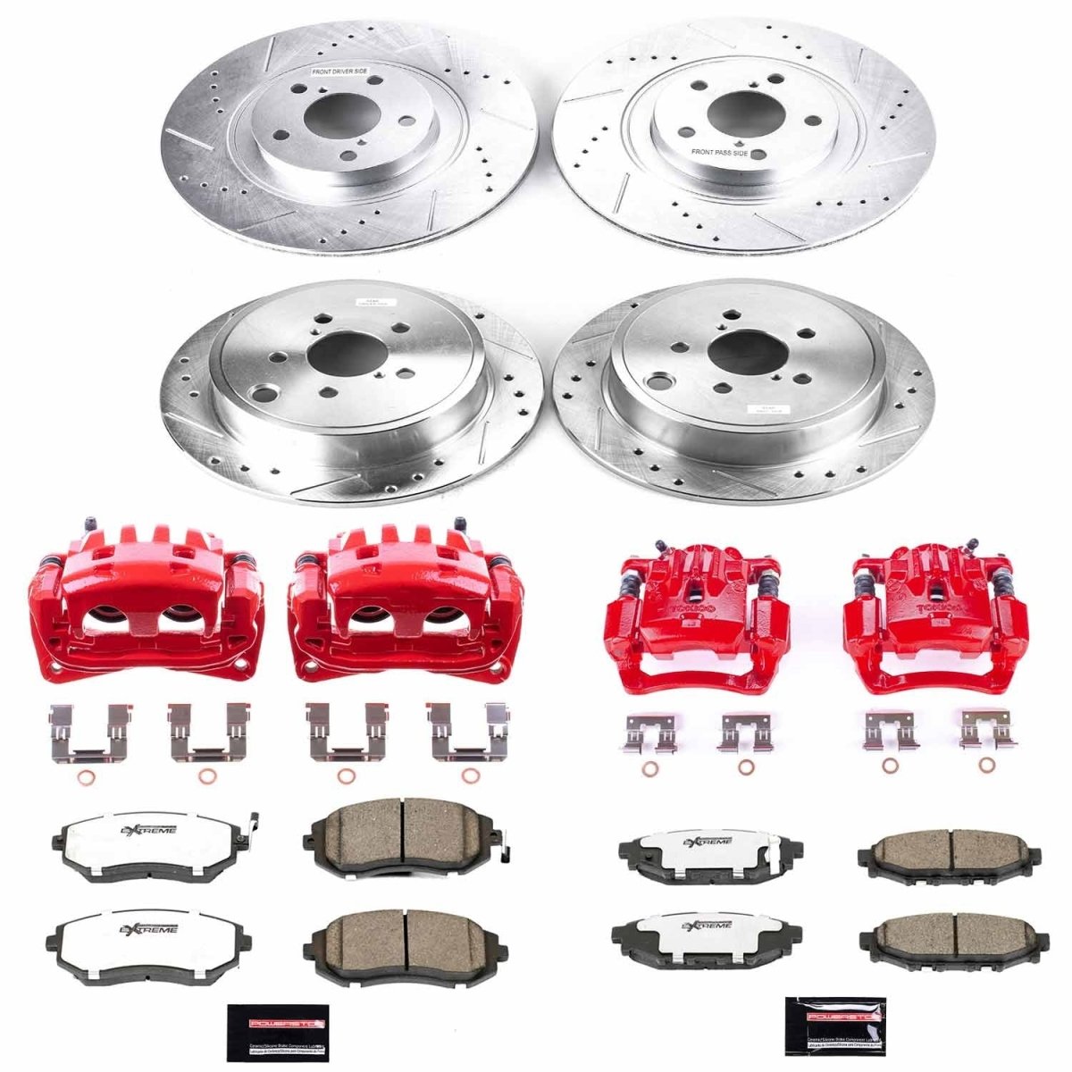 Power Stop 10 - 12 Subaru Legacy Front & Rear Z26 Street Warrior Brake Kit w/Calipers | KC4077A - 26 - JDMuscleBrake KitspsbKC4077A-26
