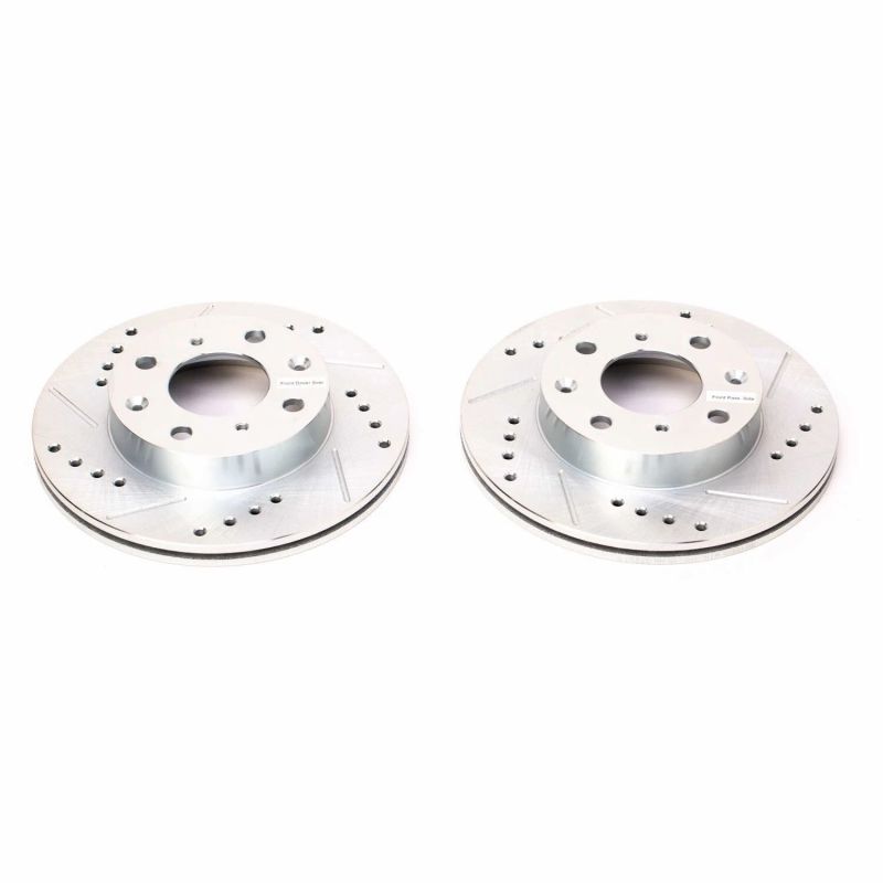 Power Stop Front Evolution Drilled & Slotted Rotors Pair Honda CRX 1988 - 1991 / Insight 2000 - 2006 | JBR155XPR - JDMuscleBrake RotorspsbJBR155XPR