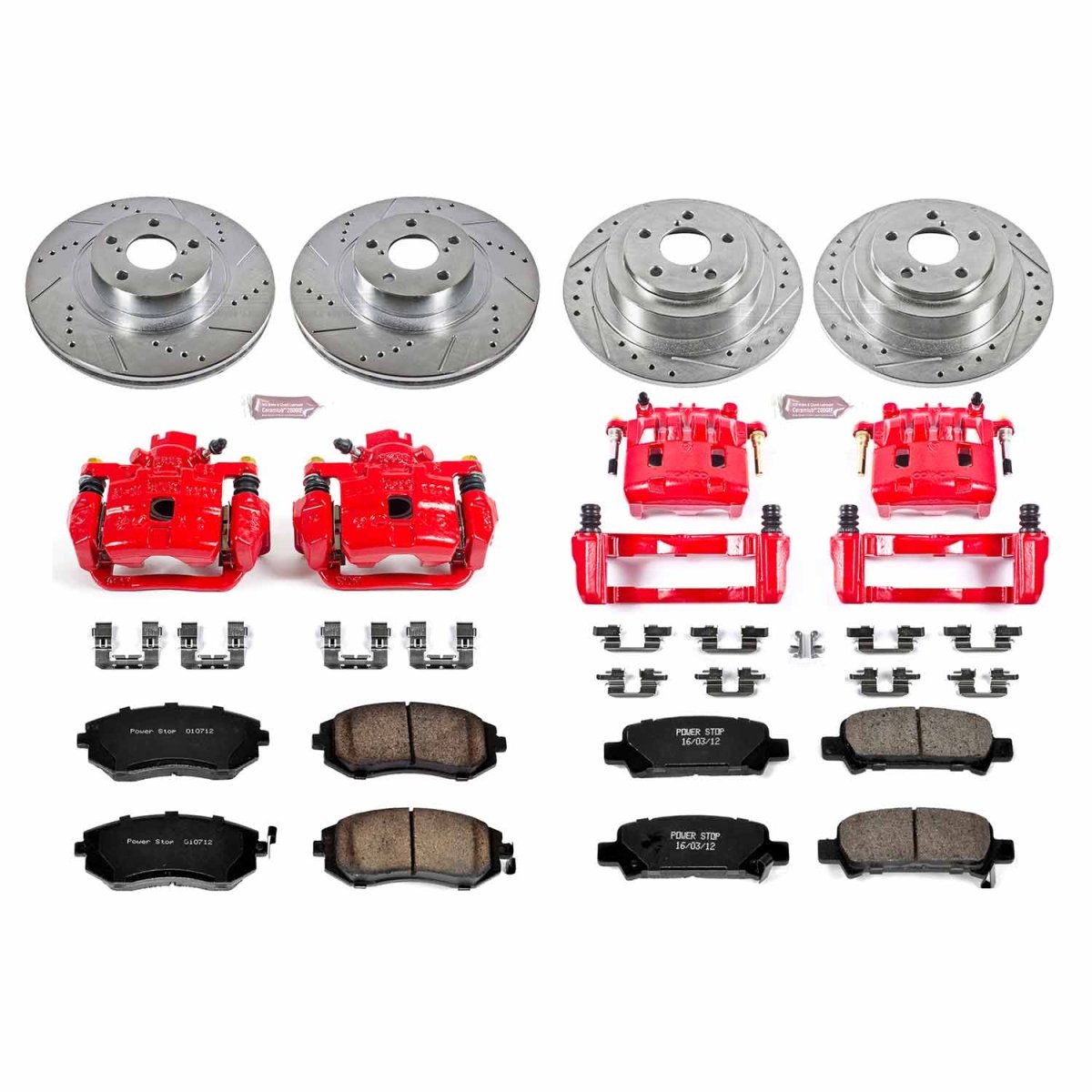 Power Stop Front & Rear Z23 Evolution Sport Brake Kit w/Calipers Subaru Baja Turbo 2004-2006 | KC2748 - JDMuscleBrake KitspsbKC2748