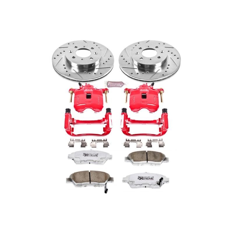 Power Stop Front Z26 Street Brake Upgrade Kit w/ Calipers Honda Fit 2007 - 2008 | KC694 - 26 - JDMuscleBrake KitspsbKC694-26