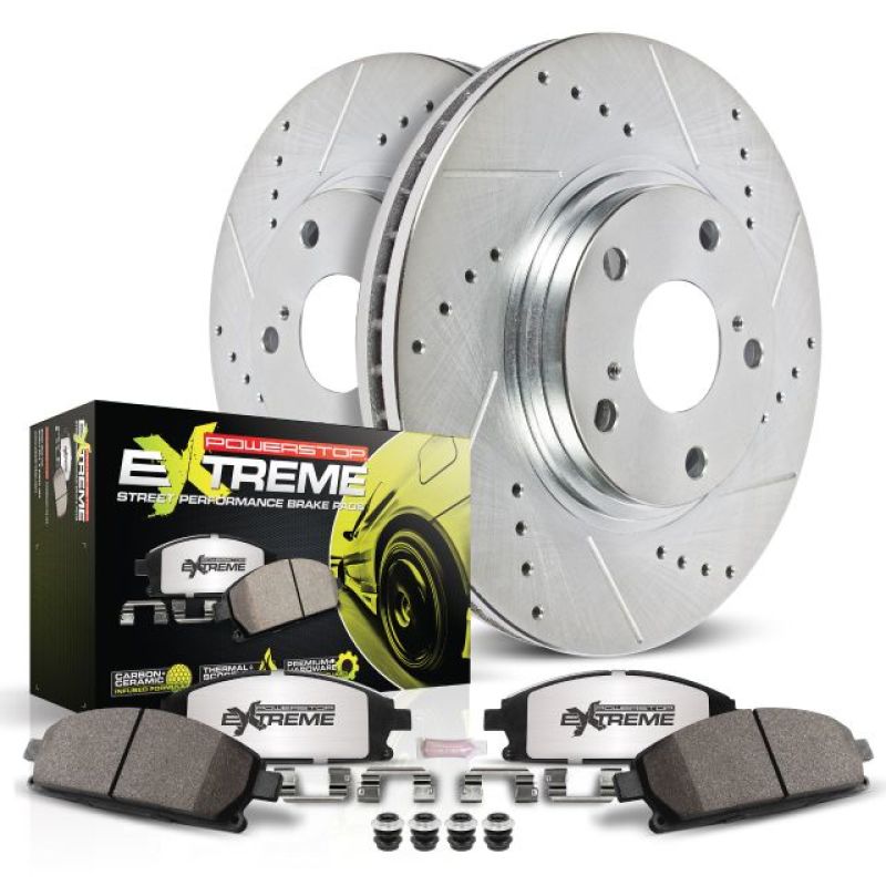 Power Stop Front Z26 Street Warrior Brake Kit Infiniti G37 2008 - 2013 / FX50 2009 - 2013 / M37 2011 - 2013 / M37X 2013 / M56 2011 - 2013 / M56X 2013 / Q50 2014+ / Q60 2014 - 2019 / Q70 2014 - 2019 / Nissan 350Z 2009 / 370Z 2009 - 2019 | K2915 - 26 - JDMuscleBrake KitspsbK2915-26