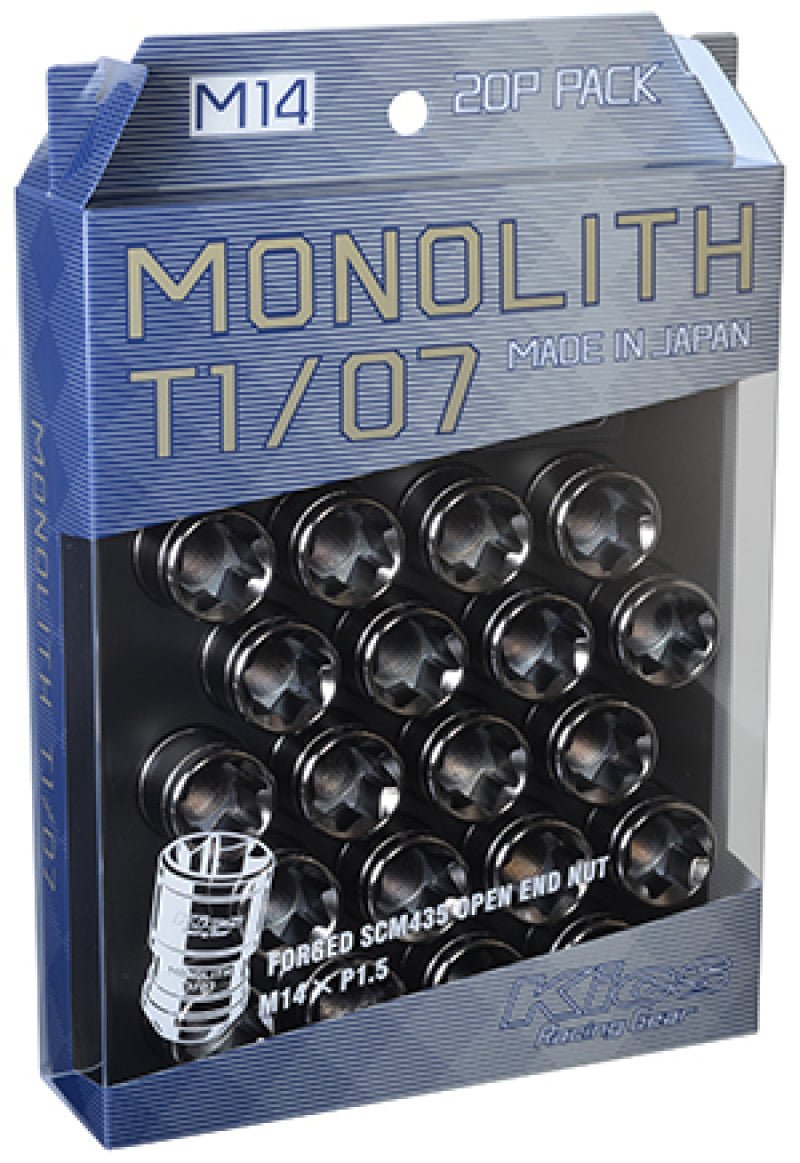 Project Kics 14 x 1.5 Glorious Black T1/07 Monolith Lug Nuts - 20 Pcs | WMN04GK - JDMuscleLug NutspjkWMN04GK