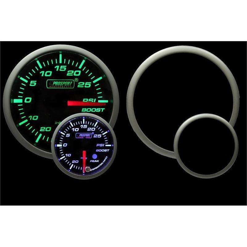 Prosport 52mm Premium Electric Boost Gauge - Green/White - Universal