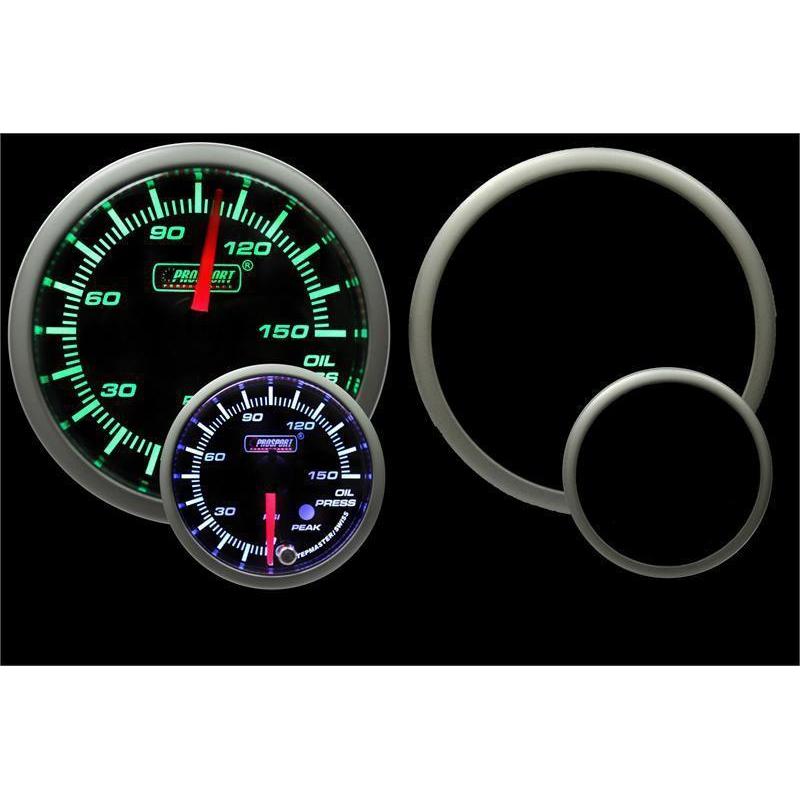 Prosport 52mm Premium Electric Oil Pressure Gauge - Green/White - Universal