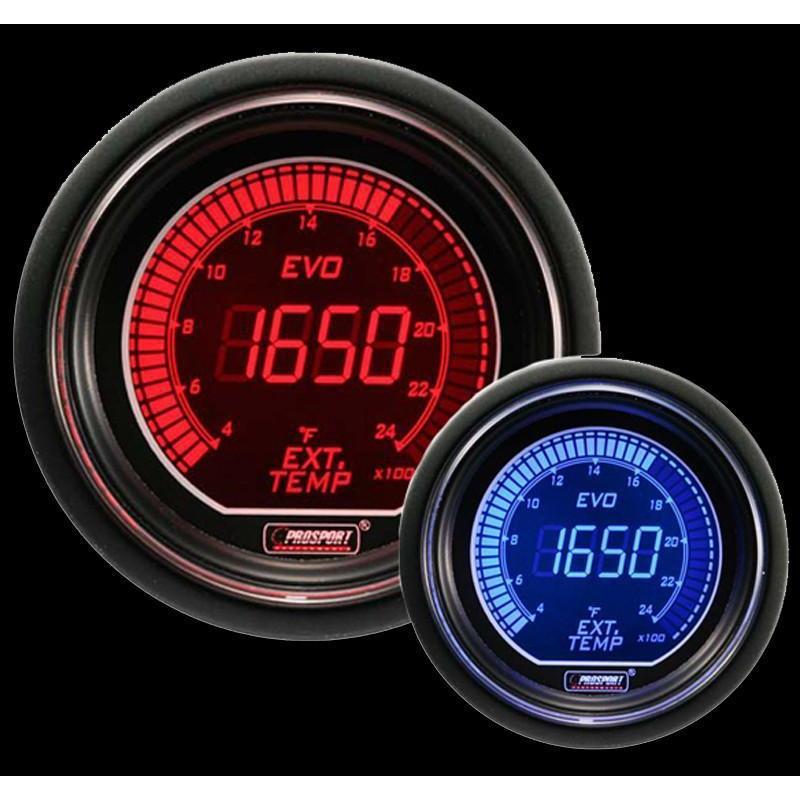Prosport Evo Electrical Exhaust Gas Temperature Gauge - Red/Blue - Universal