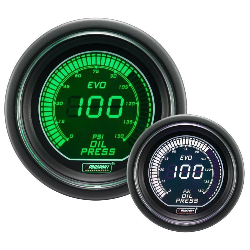 Prosport Evo Electrical Oil Pressure Gauge - Green/White - Universal