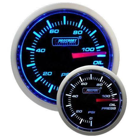Prosport Performance 52mm Oil Pressure Gauge - Blue/White - Universal