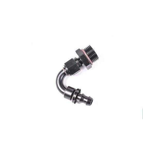 Radium Engineering 10 ORB To Pushlok Hose End - 120DEG 3/8 Inch - Universal
