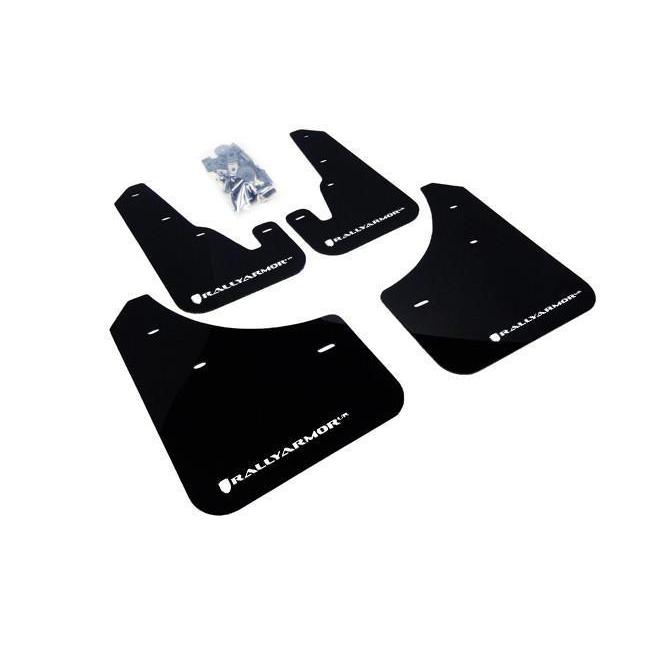 Rally Armor Black Mud Flap w/ White Logo 2004-2009 Mazda 3 / Mazdaspeed 3