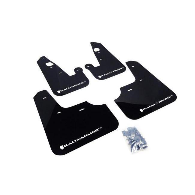 Rally Armor Black Mud Flap w/ White Logo Mitsubishi Lancer 2007-2015