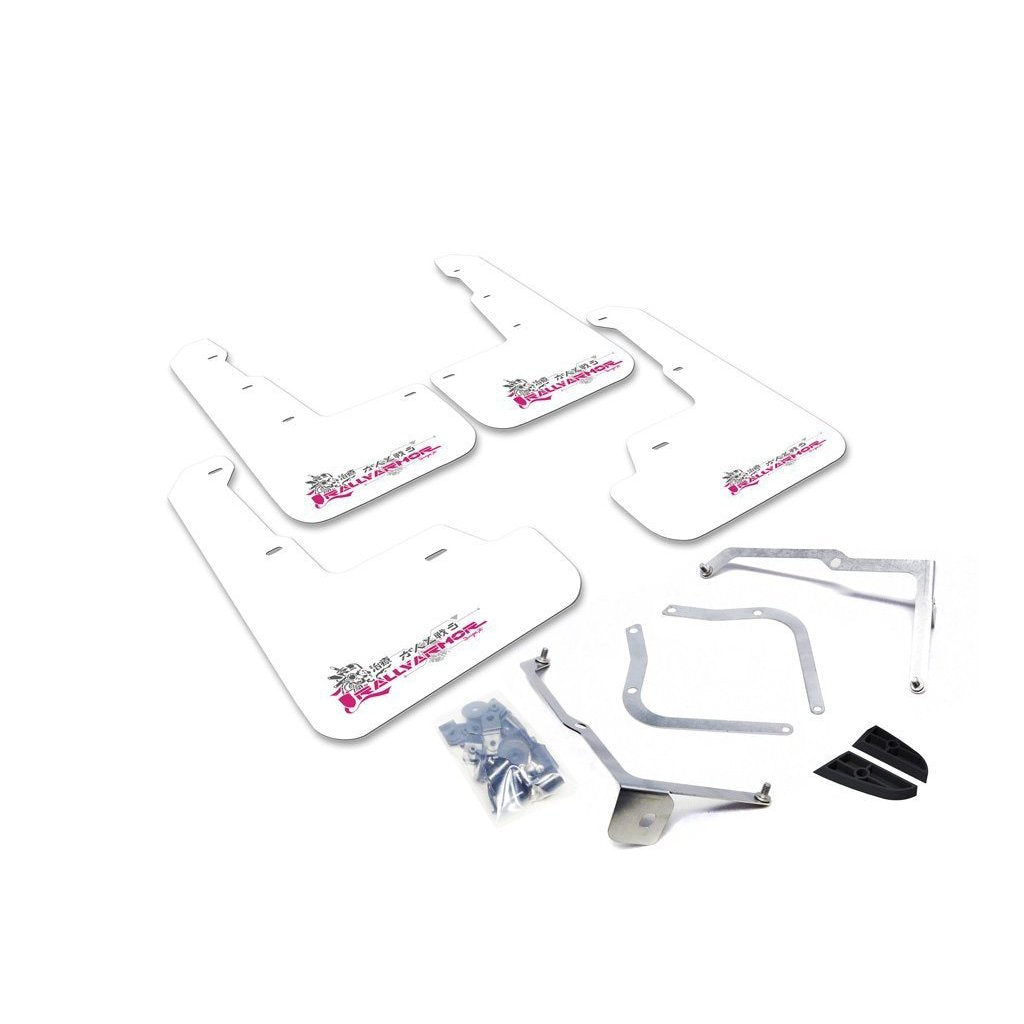 Rally Armor Mud Flaps White w/ Pink Logo WRX 2011-2014 Hatchback
