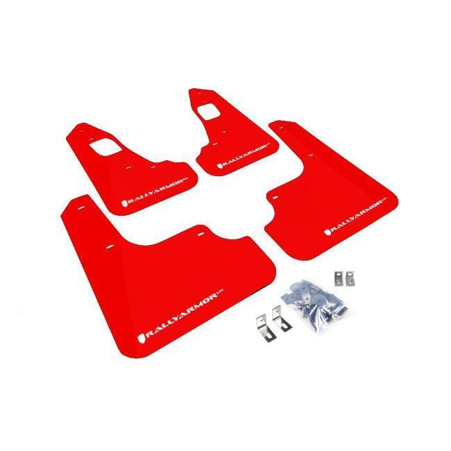 Rally Armor Red Mud Flap w/ White Logo Mitsubishi EVO X 2008-2015