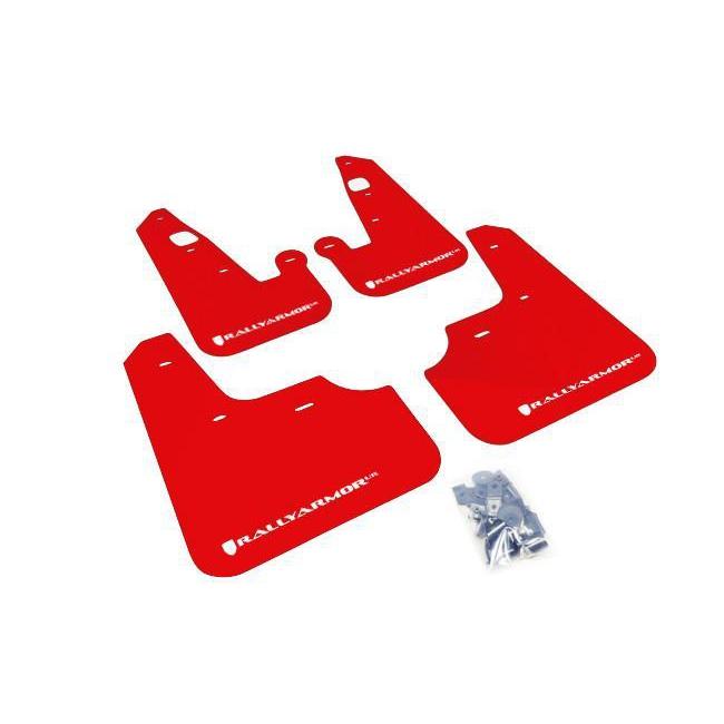 Rally Armor Red Mud Flap w/ White Logo Mitsubishi Lancer 2007-2015