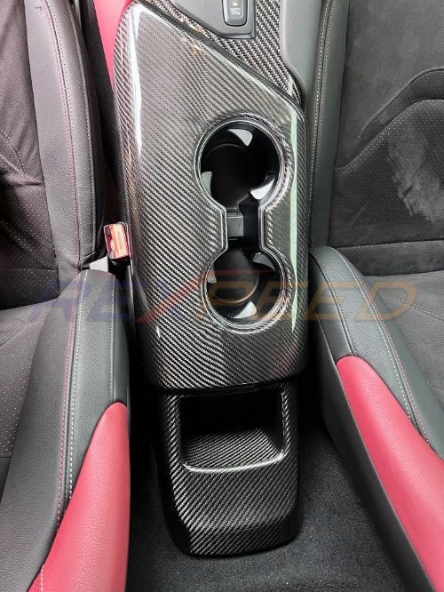 Rexpeed 2020+ Supra GR Dry Carbon Armrest/Cup Holder Cover | Gloss | TS60 - JDMuscleTrim KitsTS60
